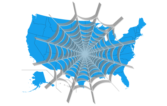 USA image with spiderweb across